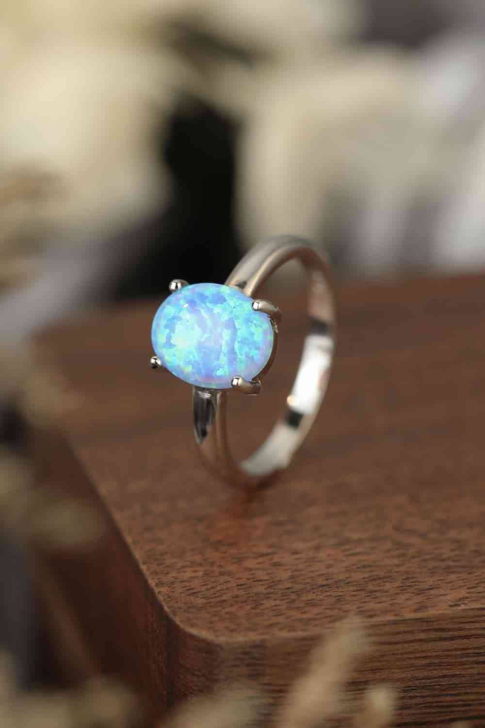 925 Sterling Silver Opal Solitaire Ring-Bijou Crush