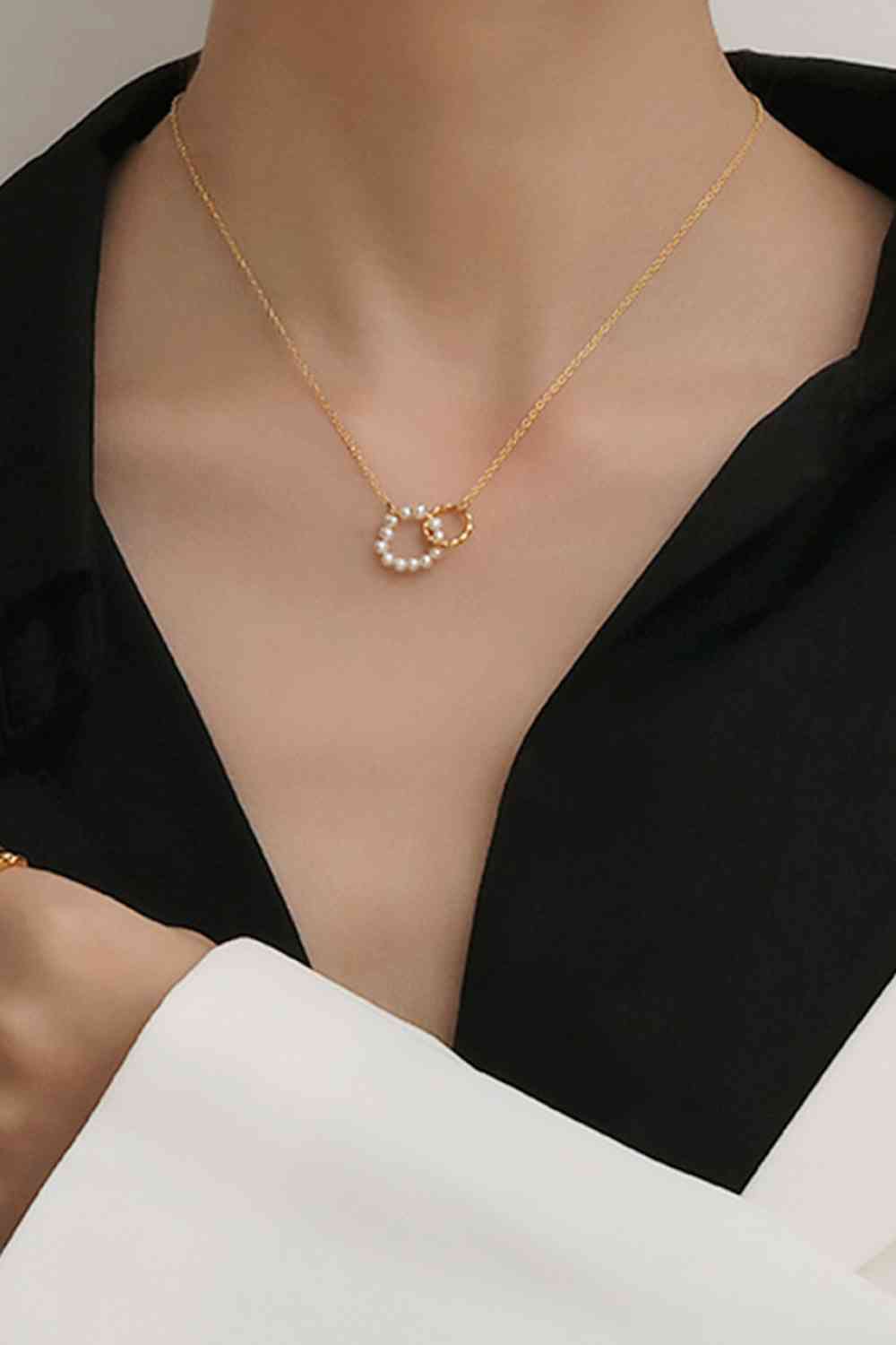 Pearl Hoop Link Pendant Necklace-Bijou Crush