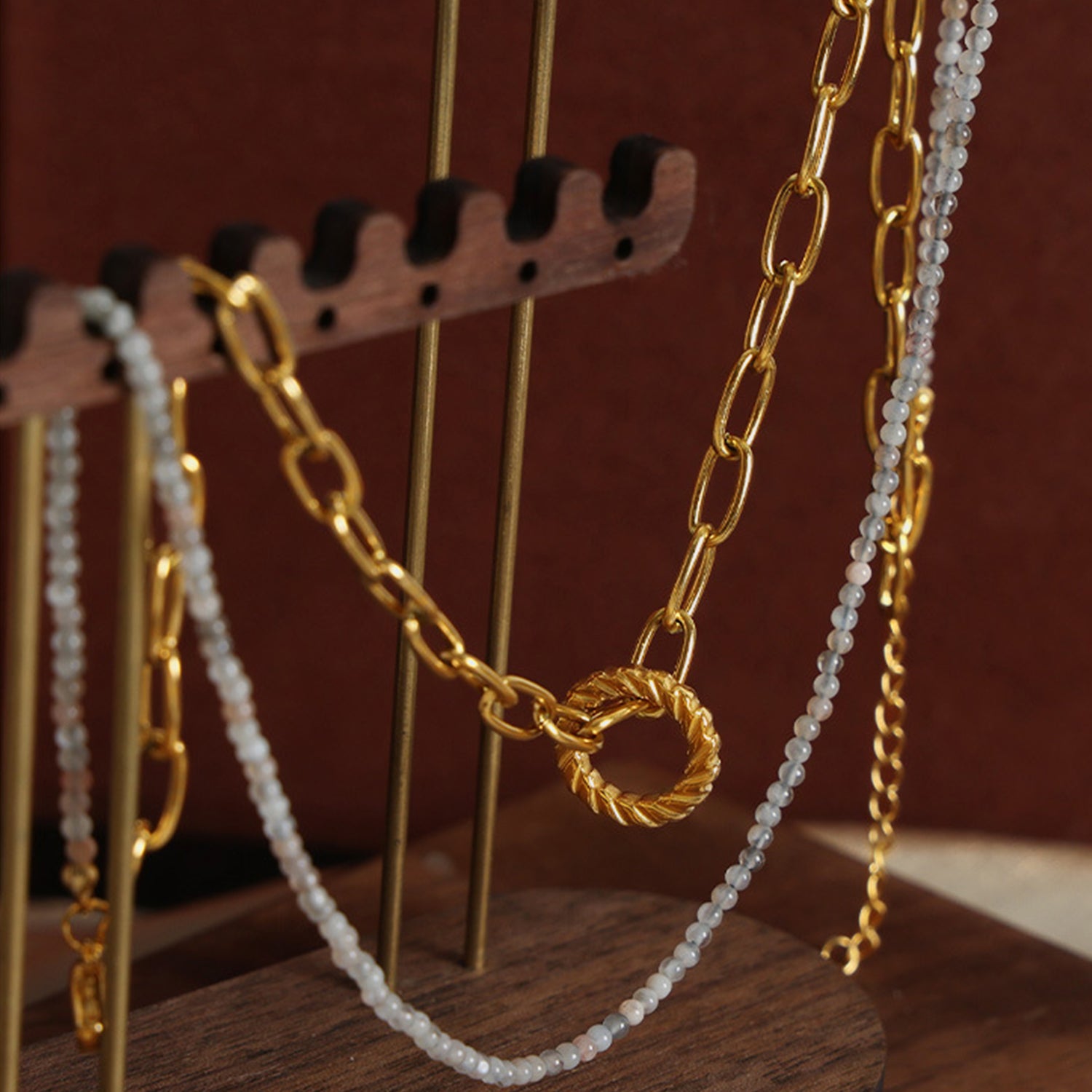 Beaded Double-Layered Titanium Steel Necklace-Bijou Crush