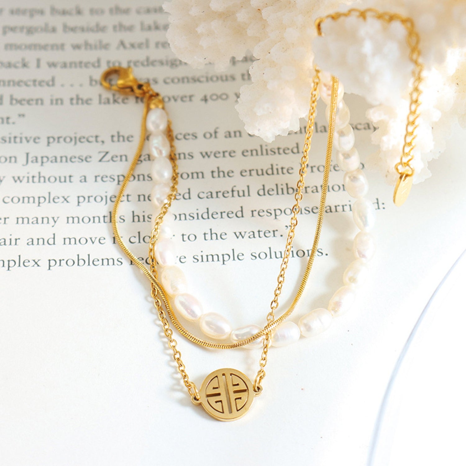 Titanium Steel Three-Layered Pearl Bracelet-Bijou Crush