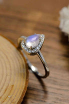 Moonstone Teardrop 925 Sterling Silver Halo Ring-Bijou Crush
