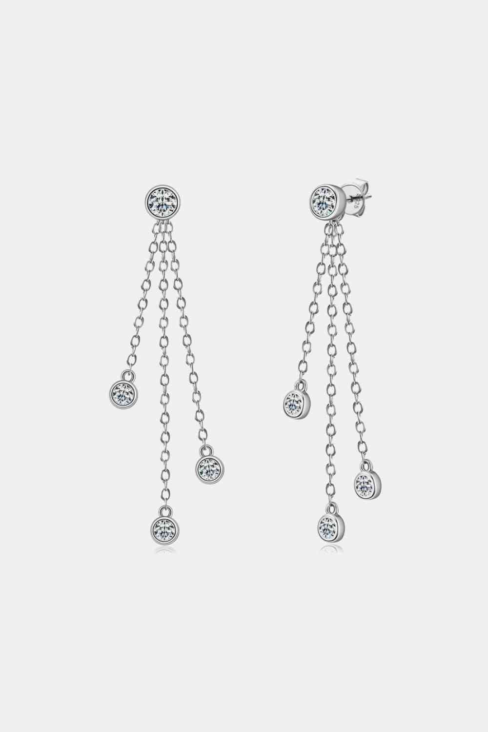 1.2 Carat Moissanite Layered Chain Earrings-Bijou Crush