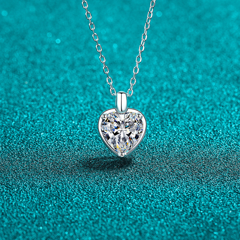 2 Carat Moissanite 925 Sterling Silver Heart Shape Necklace-Bijou Crush