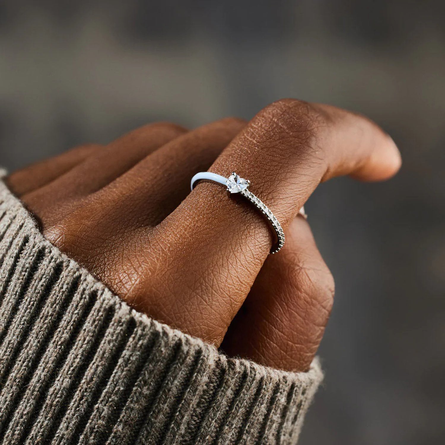 Heart Shape Inlaid Zircon Enamel Ring-Bijou Crush