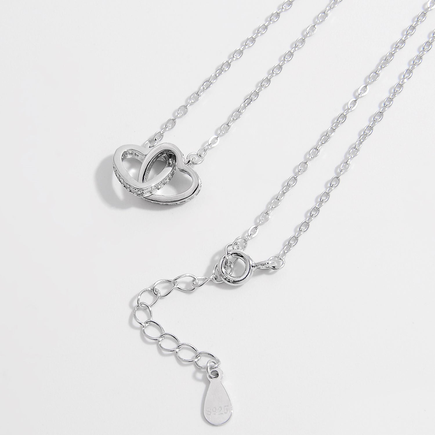 925 Sterling Silver Inlaid Zircon Heart Necklace-Bijou Crush
