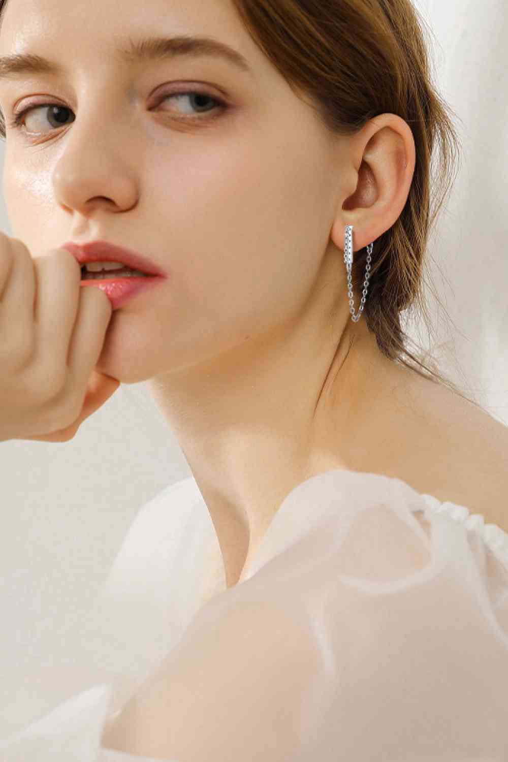 Moissanite 925 Sterling Silver Connected Earrings-Bijou Crush