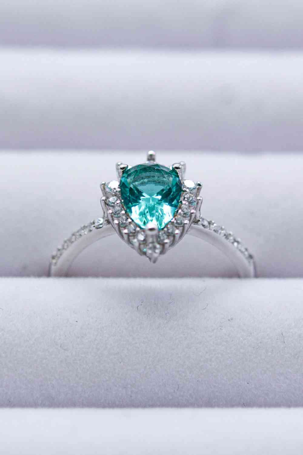 Paraiba Blue Zircon Pear Shape Ring-Bijou Crush