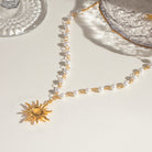 18K Gold-Plated Pearl Sun Necklace-Bijou Crush