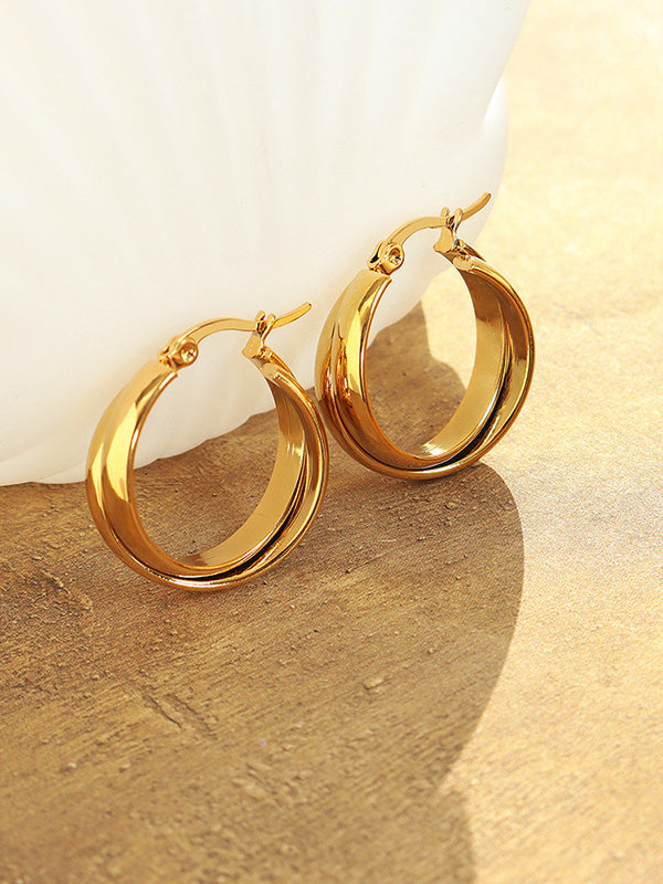 18K Gold-Plated Titanium Steel Huggie Earrings-Bijou Crush