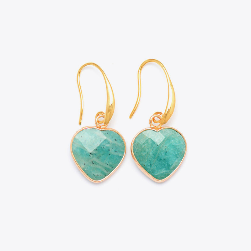 Natural Stone Heart Drop Earrings-Bijou Crush