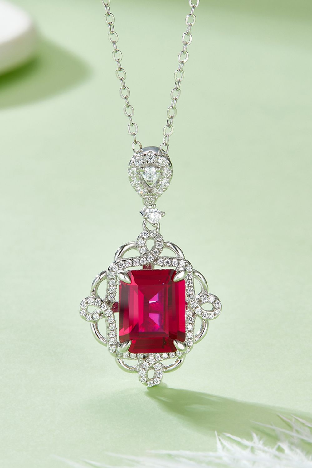 925 Sterling Silver Ruby Pendant Necklace-Bijou Crush