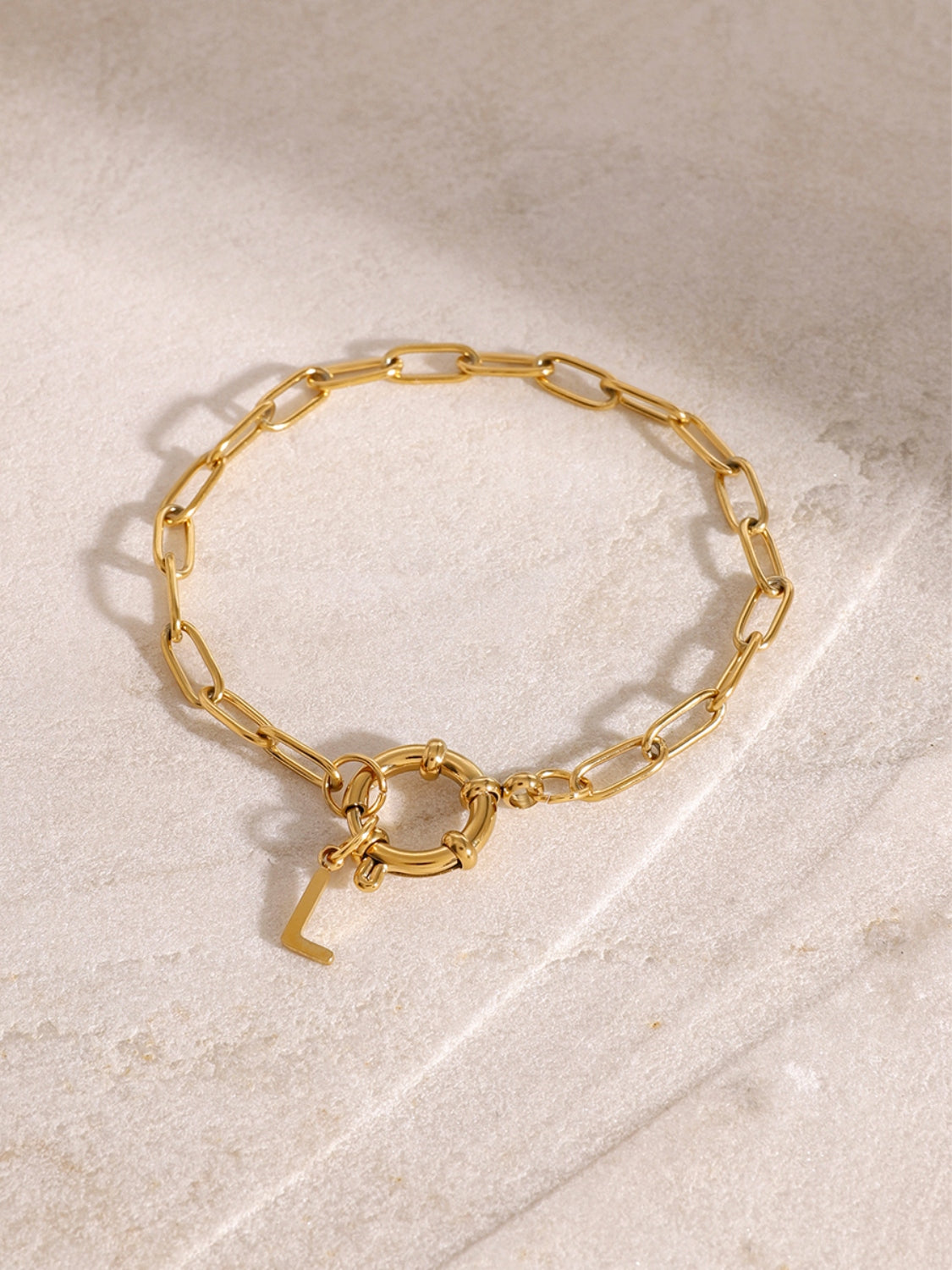 18K Gold-Plated Stainless Steel Letter L Bracelet-Bijou Crush