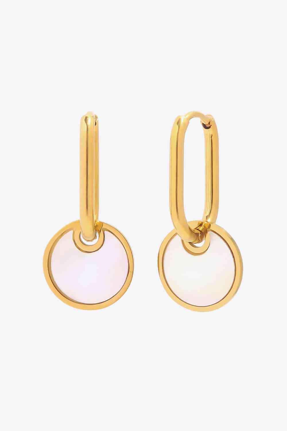 Copper White Mother-Of-Pearl Drop Earrings-Bijou Crush