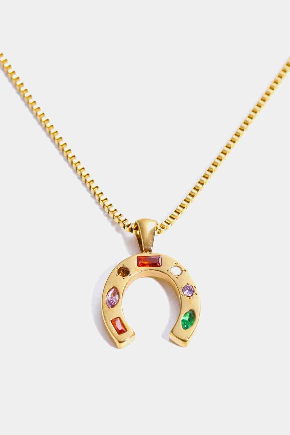 Inlaid Zircon Pendant Stainless Steel Necklace-Bijou Crush