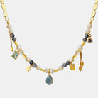 18K Gold-Plated Beaded Charm Necklace-Bijou Crush