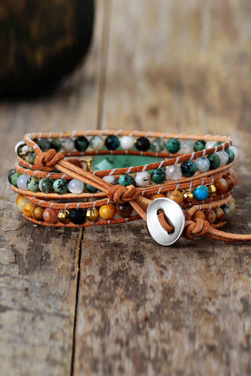 Natural Stone & Agate Layered Bracelet-Bijou Crush