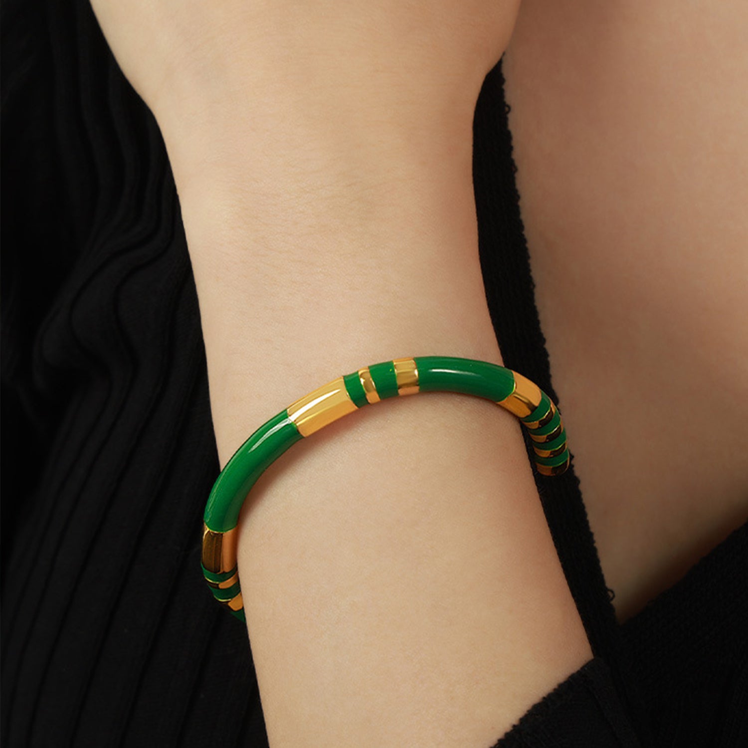 Enamel Titanium Steel Cuff Bracelet-Bijou Crush