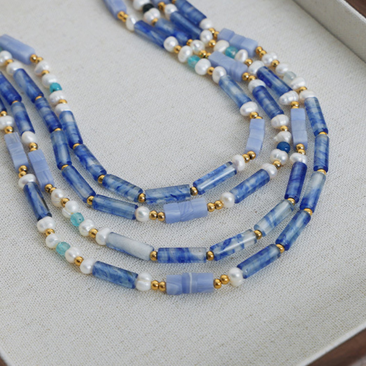 Freshwater Pearl Titanium Steel Geometric Bead Necklace-Bijou Crush