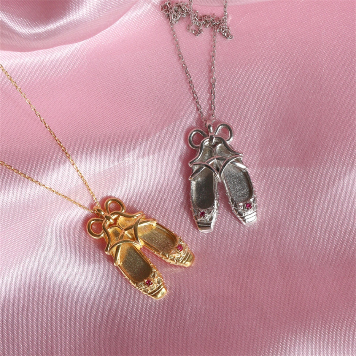 Copper Ballet Shoe Pendant Necklace-Bijou Crush