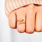 925 Sterling Silver Inlaid Zircon Bypass Ring-Bijou Crush