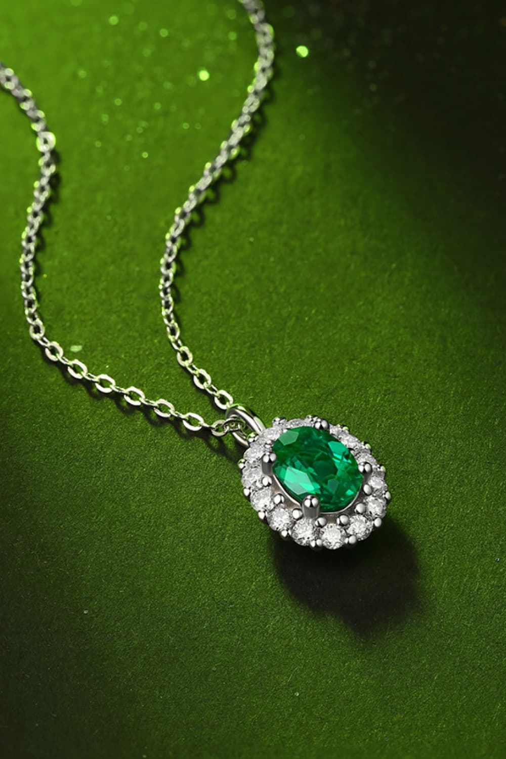 1.5 Carat Lab-Grown Emerald 925 Sterling Silver Necklace-Bijou Crush
