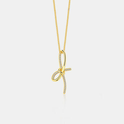 Zircon Bow Pendant Necklace-Bijou Crush