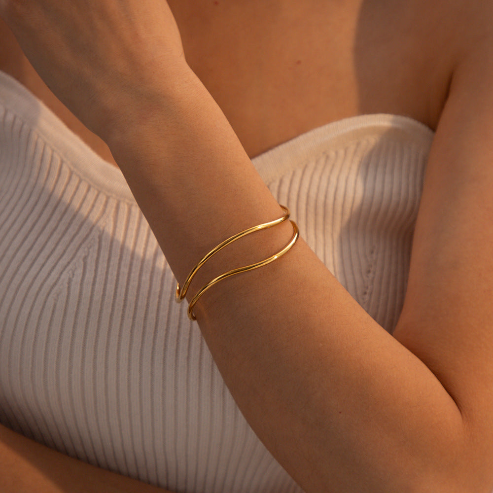 Minimalist Stainless Steel Cuff Bracelet-Bijou Crush