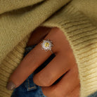 Flower Shape Zircon Platinum-Plated 925 Sterling Silver Ring-Bijou Crush