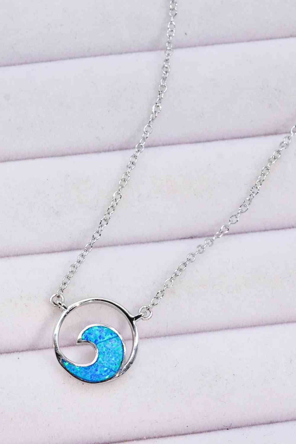 Opal Wave Pendant Necklace-Bijou Crush