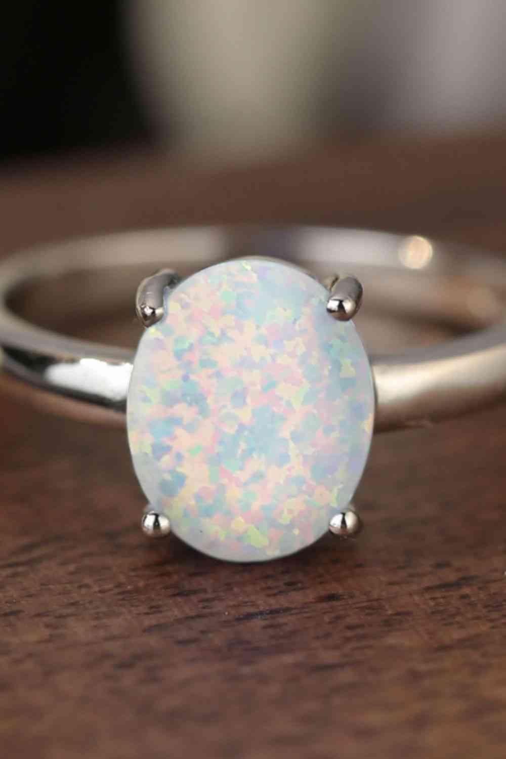925 Sterling Silver Opal Solitaire Ring-Bijou Crush