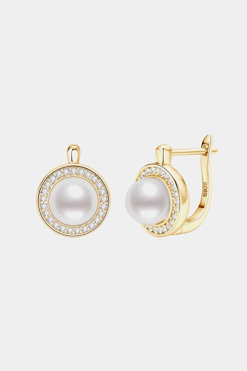 Moissanite Pearl 925 Sterling Silver Earrings-Bijou Crush