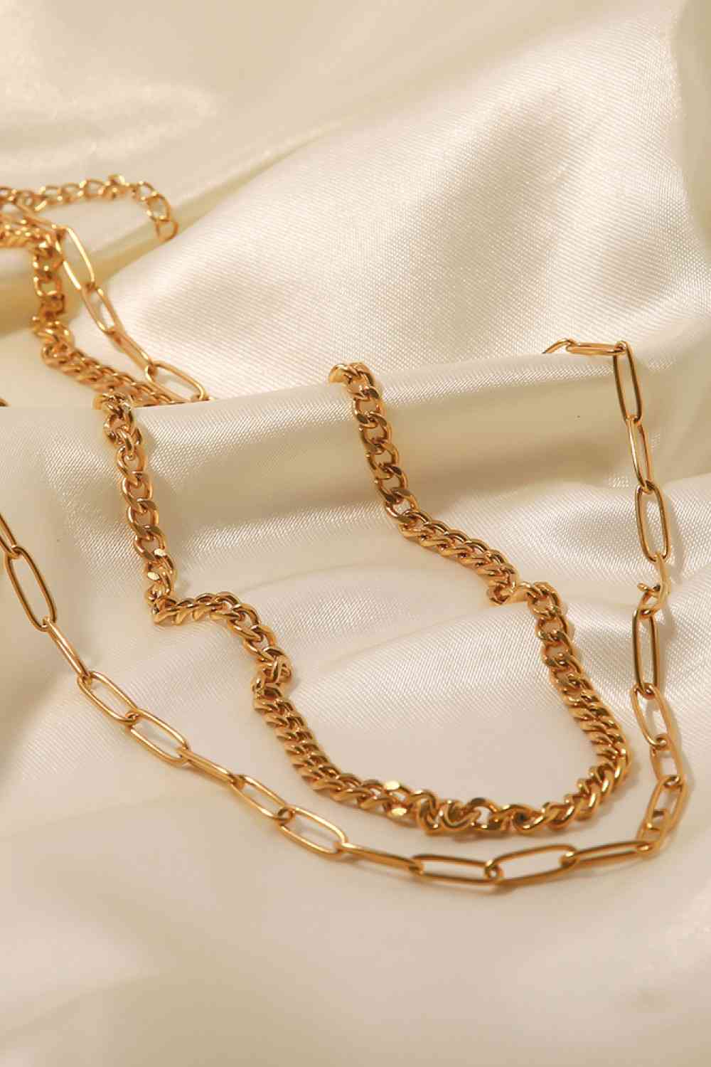 18K Gold Plated Layered Chain Necklace-Bijou Crush
