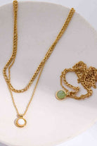 Copper 14K Gold-Plated Round Shape Aventurine Pendant Necklace-Bijou Crush