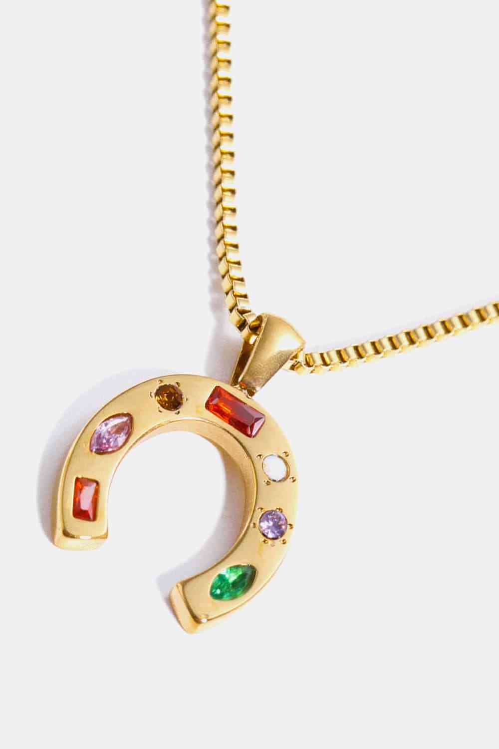 Inlaid Zircon Pendant Stainless Steel Necklace-Bijou Crush