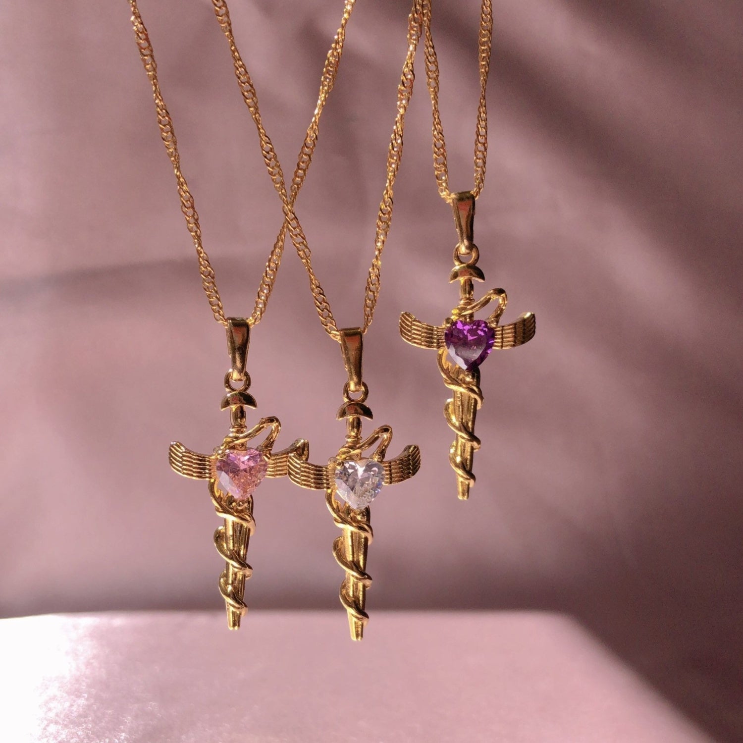 Copper Zircon Cross Pendant Necklace-Bijou Crush