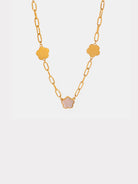 Stainless Steel White Mother-Of-Pearl Flower Necklace-Bijou Crush