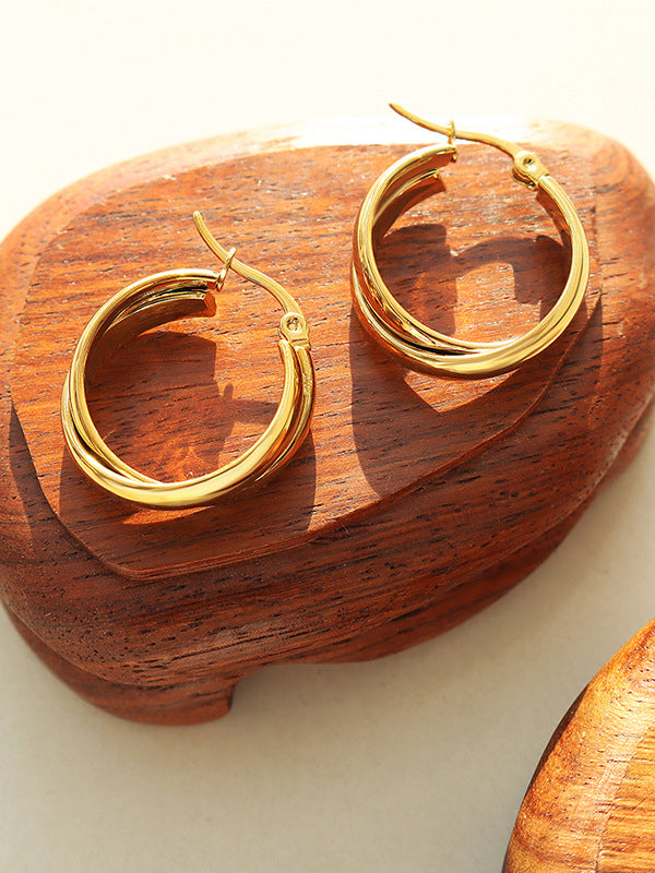 18K Gold-Plated Titanium Steel Huggie Earrings-Bijou Crush