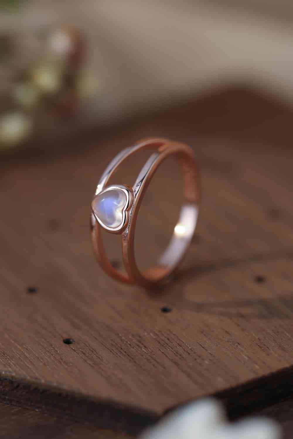 Moonstone Heart 925 Sterling Silver Ring-Bijou Crush