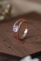 Moonstone Heart 925 Sterling Silver Ring-Bijou Crush