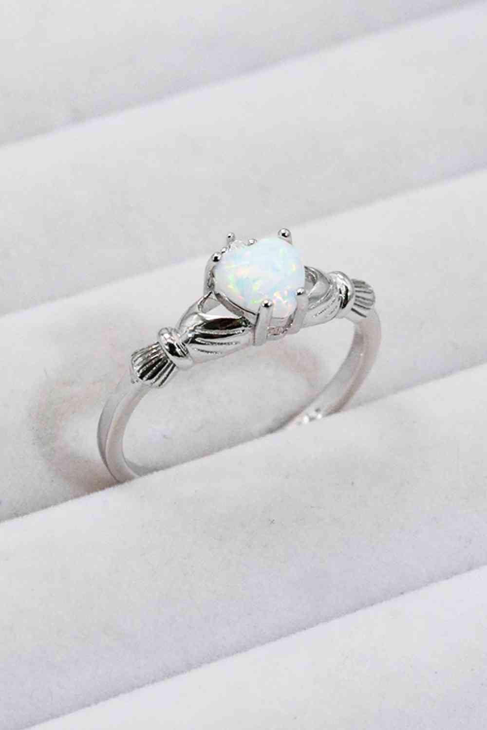 925 Sterling Silver Heart Opal Ring-Bijou Crush