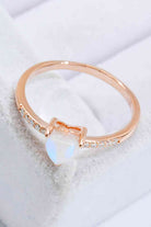 Natural Moonstone Heart 18K Rose Gold-Plated Ring-Bijou Crush