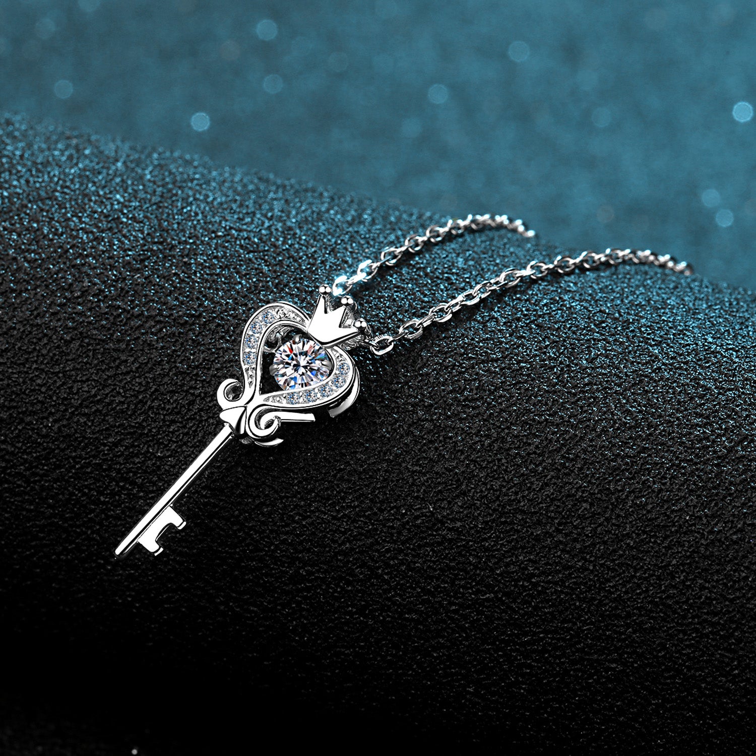 Key Shape Moissanite 925 Sterling Silver Necklace-Bijou Crush