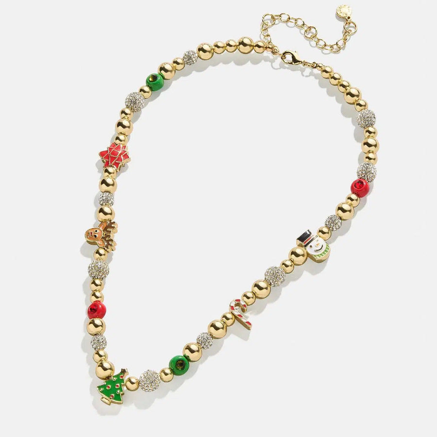 Rhinestone 14K Gold-Plated Beaded Necklace-Bijou Crush