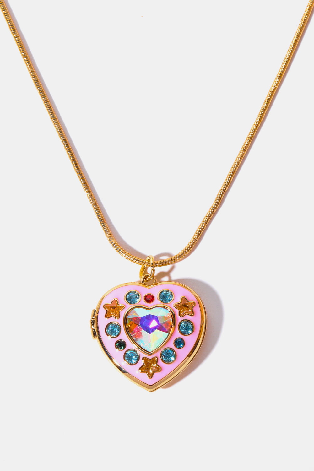 Rhinestone Decor Heart Box Pendant Necklace-Bijou Crush