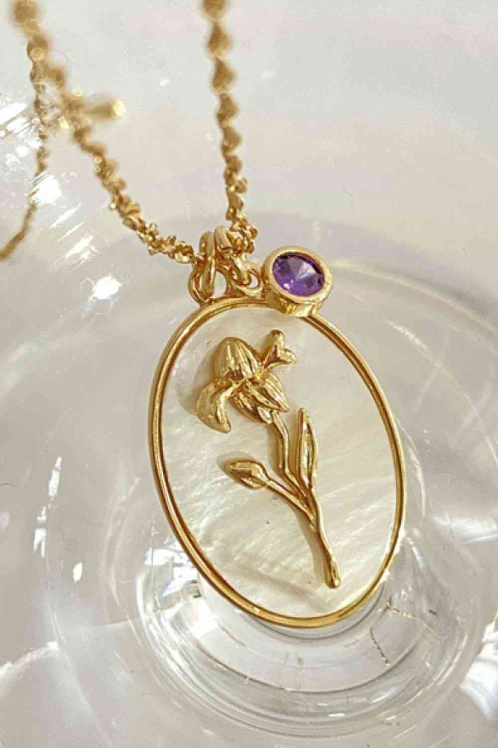 Flower Shell Pendant Copper Necklace-Bijou Crush