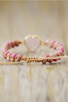 Rose Quartz Heart Beaded Bracelet-Bijou Crush