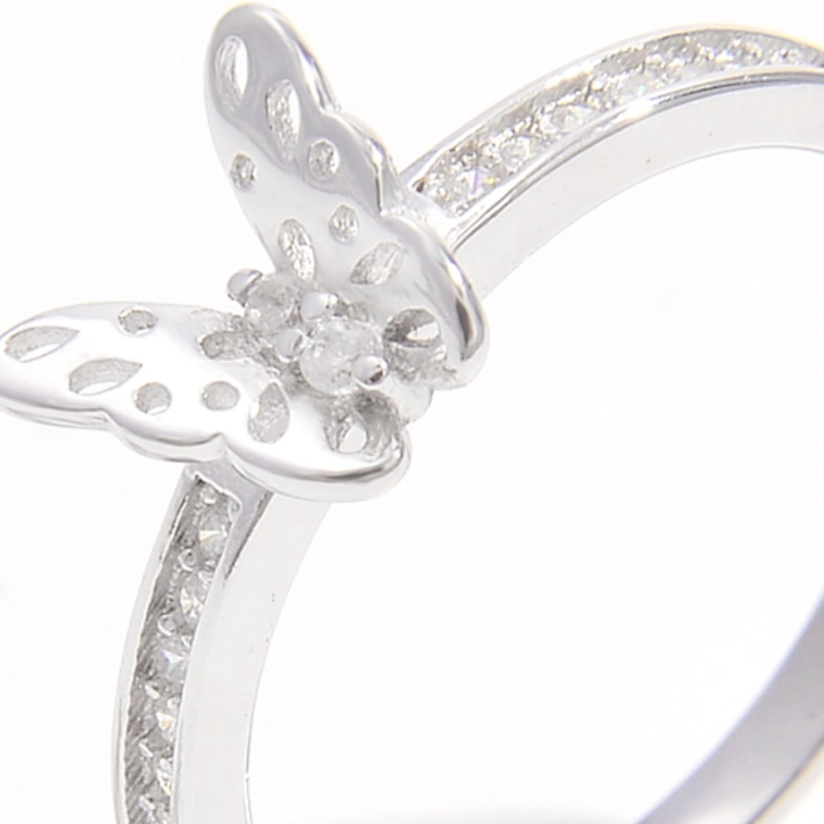 925 Sterling Silver Inlaid Zircon Butterfly Ring-Bijou Crush