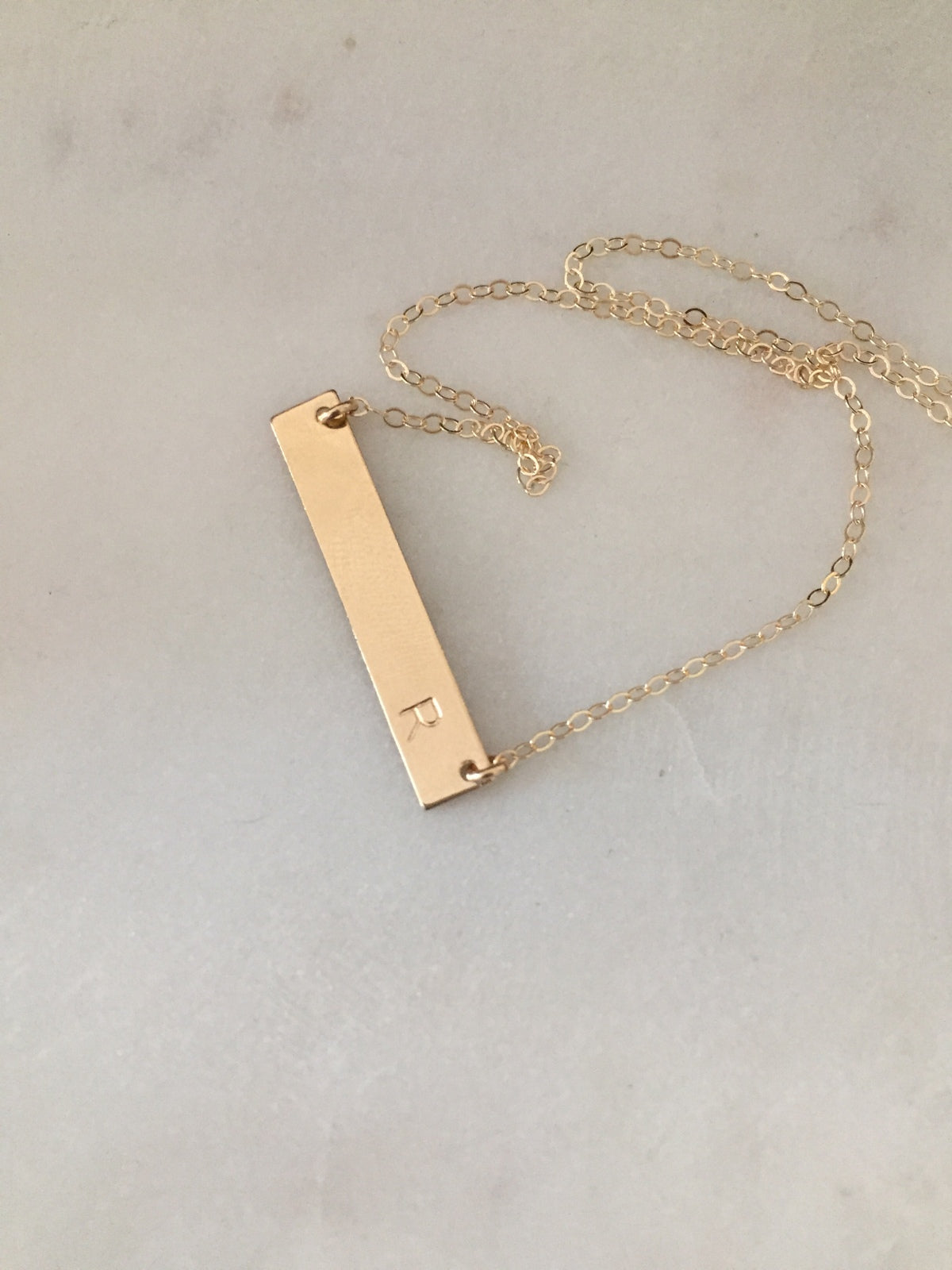 Name Bar Necklace – Hand Stamped-Bijou Crush