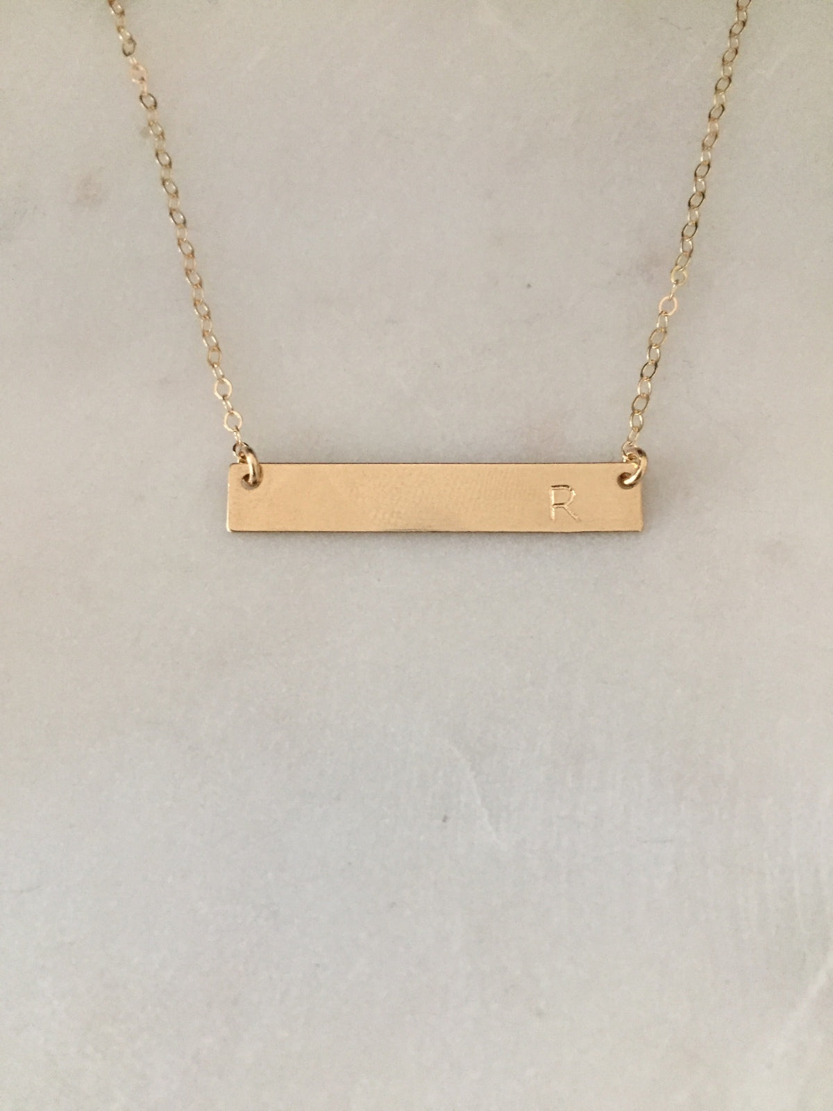 Name Bar Necklace – Hand Stamped-Bijou Crush