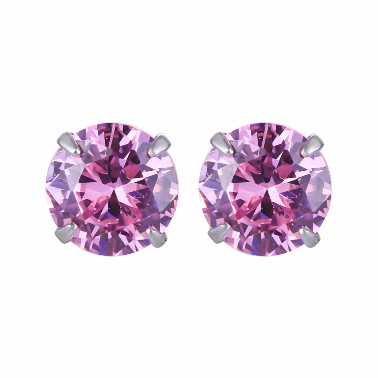 Simple CZ White 925 Sterling Silver Round Studs Earrings-Bijou Crush